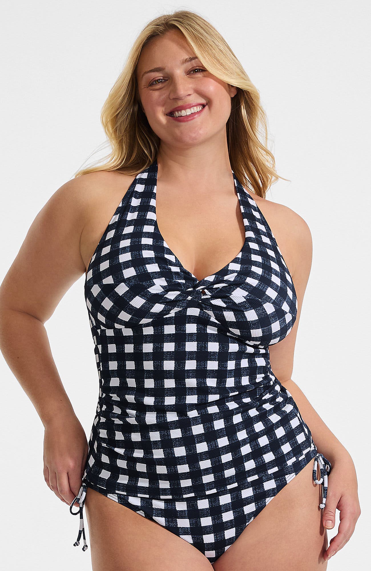 Navy Gingham Pique