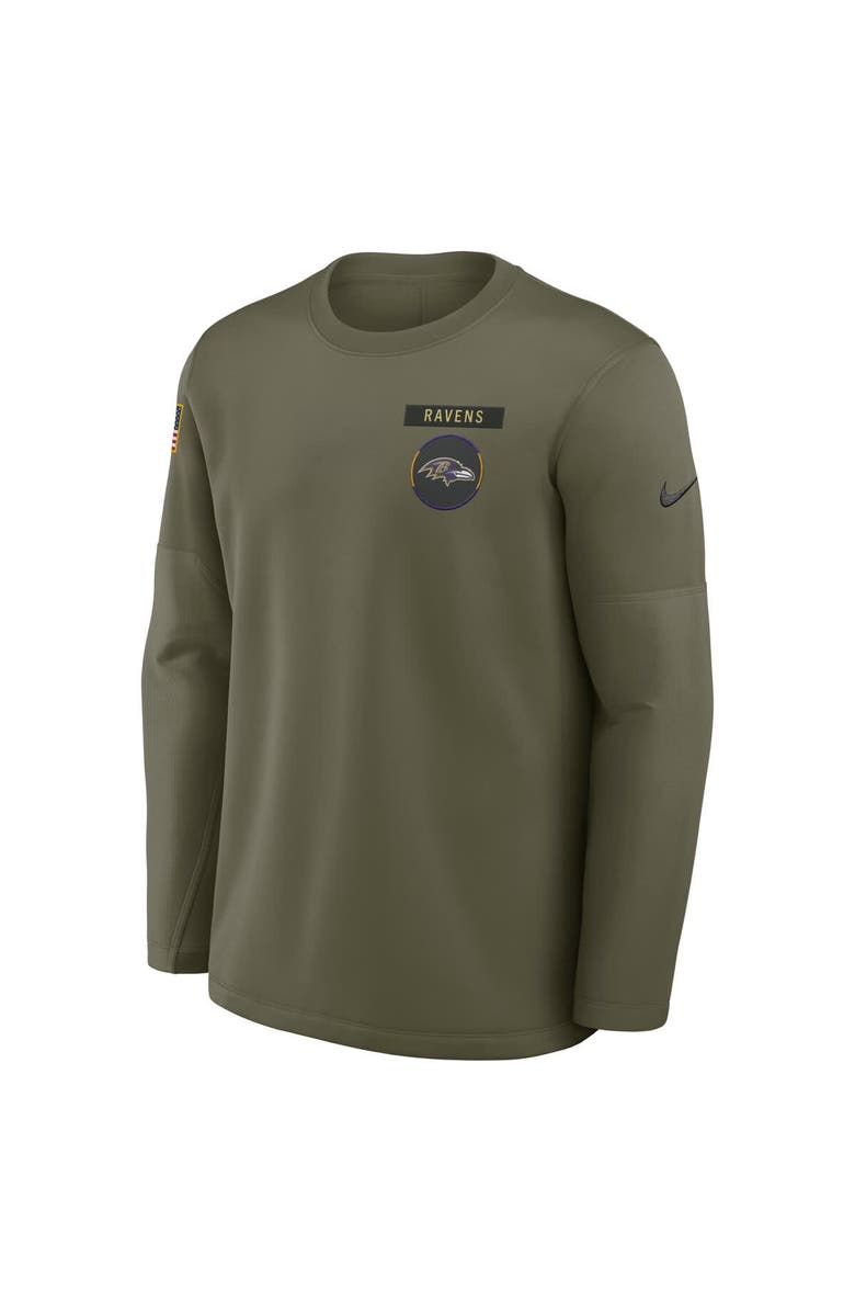 Nike Men's Nike Olive Baltimore Ravens 2025 Salute to Service Sideline Coaches Therma-FIT Long Sleeve Shirt, Alternate, color, Olive