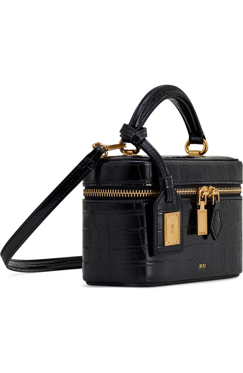 JW PEI Cleo Faux Leather Top Handle Train Case, Alternate, color, Black Croc