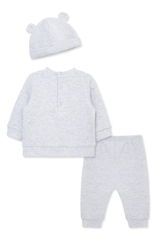 Little Me Bear Sweatshirt, Joggers & Hat Set In Gray
