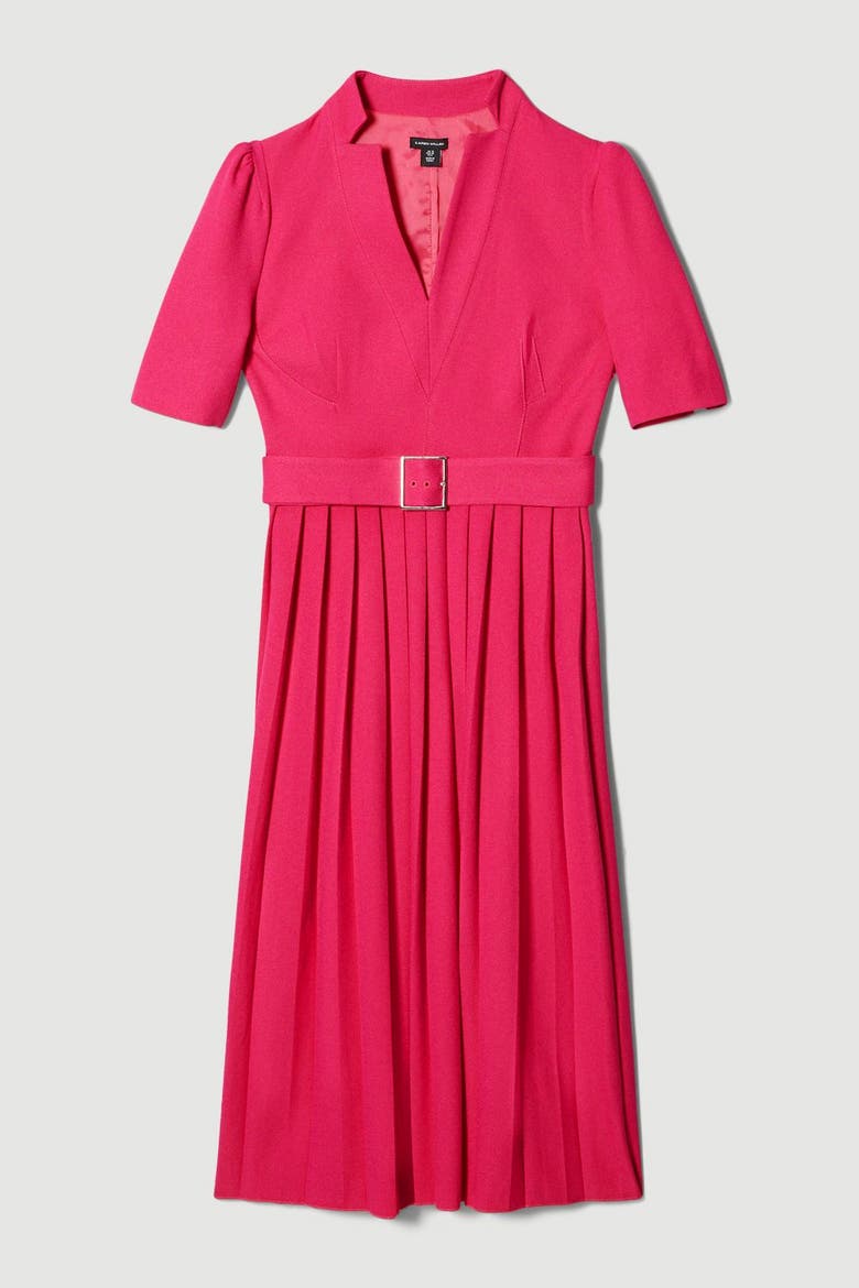 Petite Crepe Forever Pleat Midi Dress, Alternate, color, Magenta