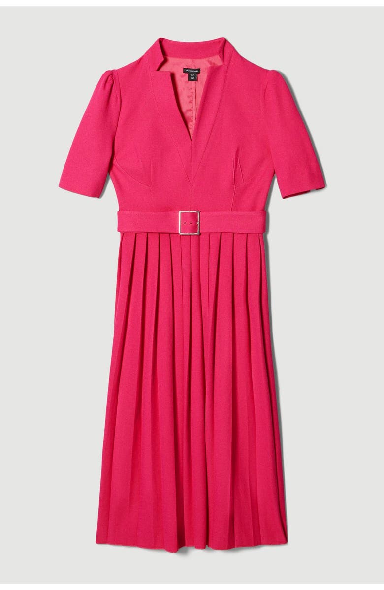 Karen Millen Petite Crepe Forever Pleat Midi Dress, Alternate, color, Magenta