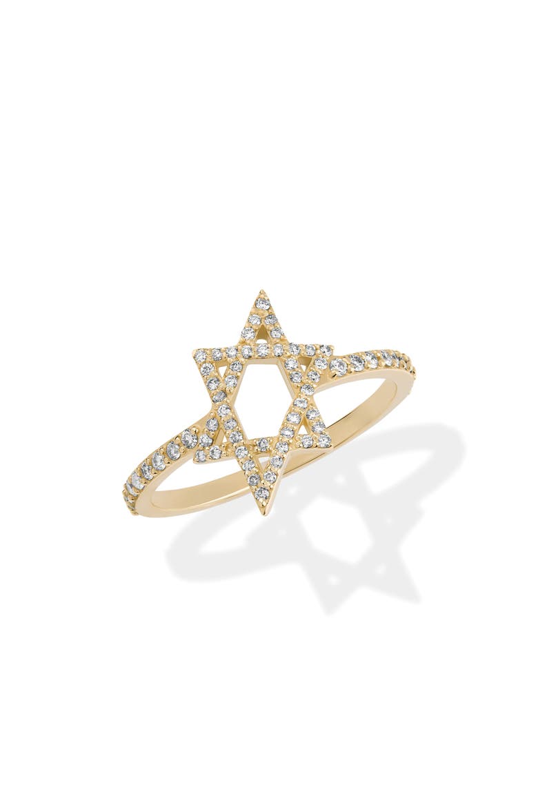 14K Gold Diamond Star of David Ring, Main, color, YELLOW GOLD