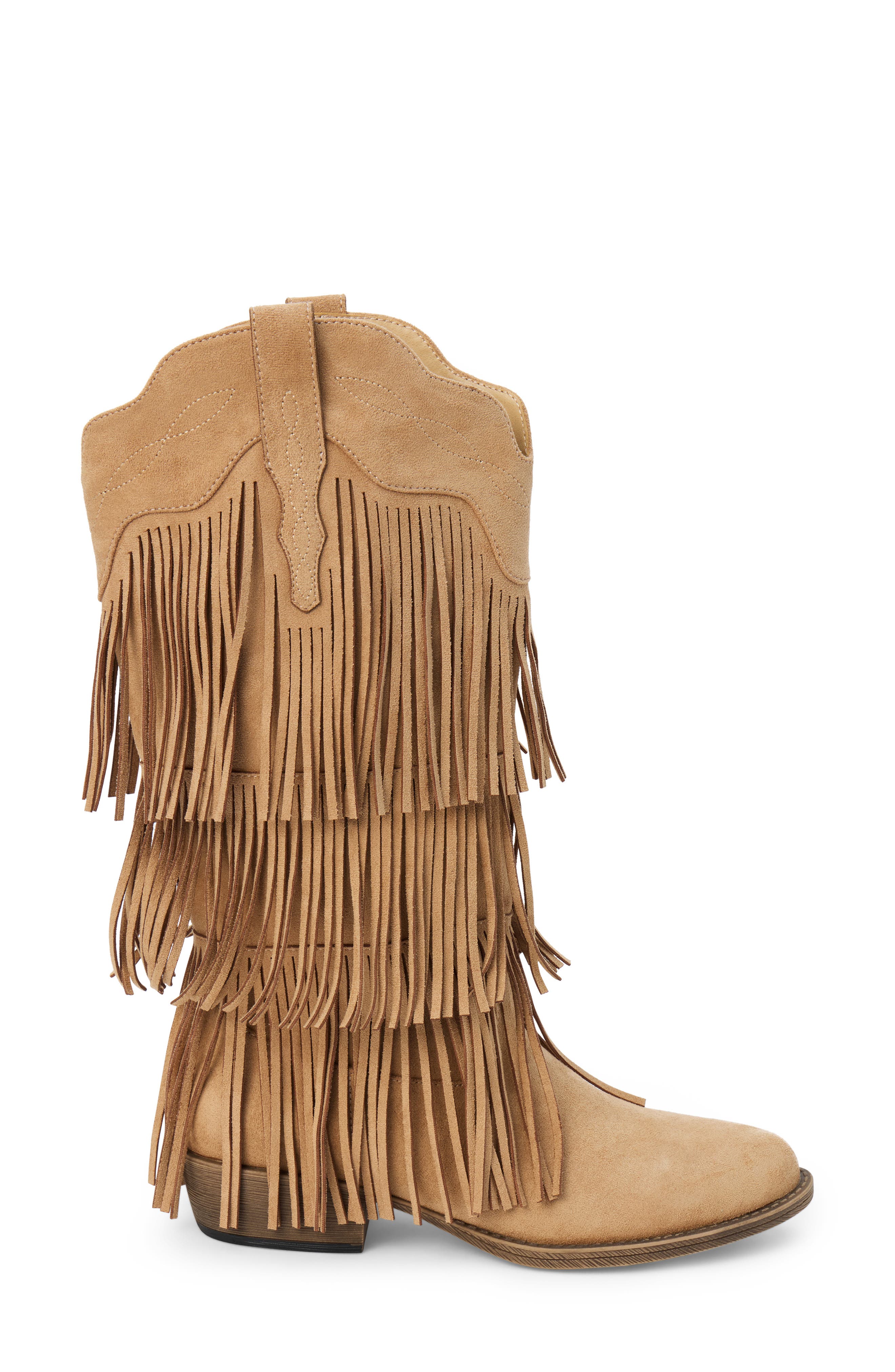 Saloon Fringe Boot, Alternate, color, NATURAL