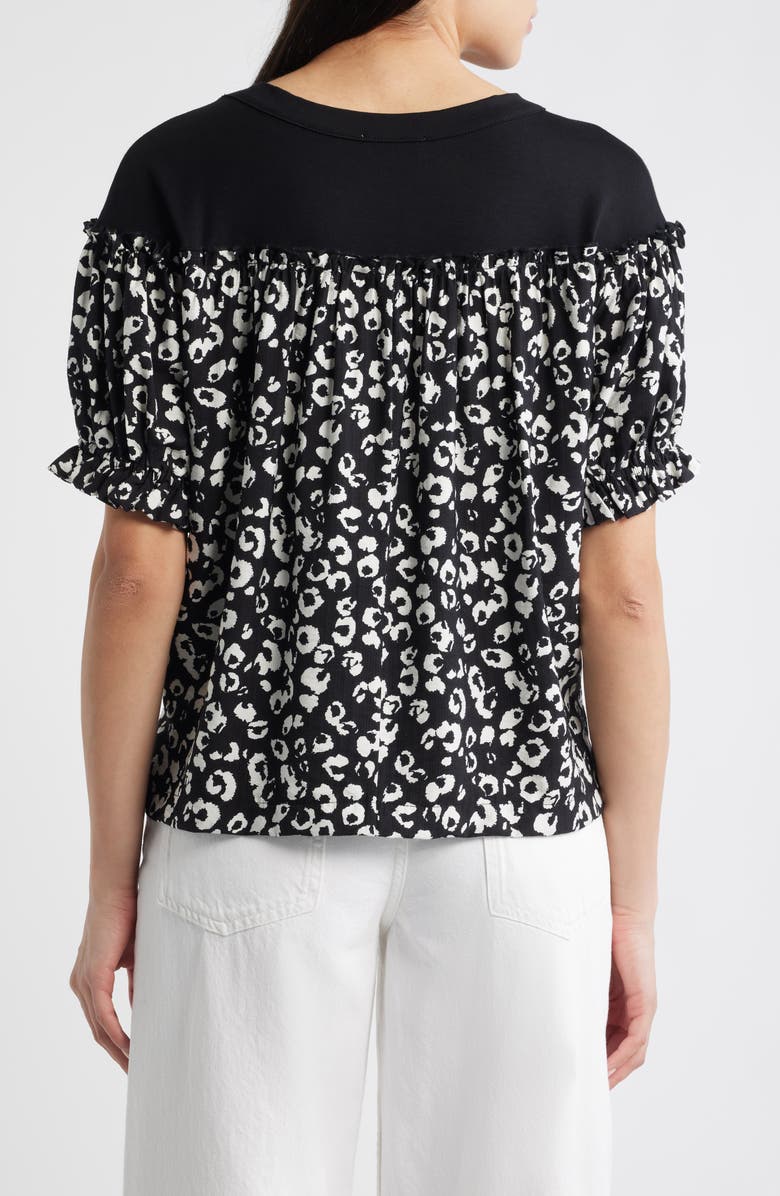 Loveappella Contrast Yoke Top, Alternate, color, Black/ Beige