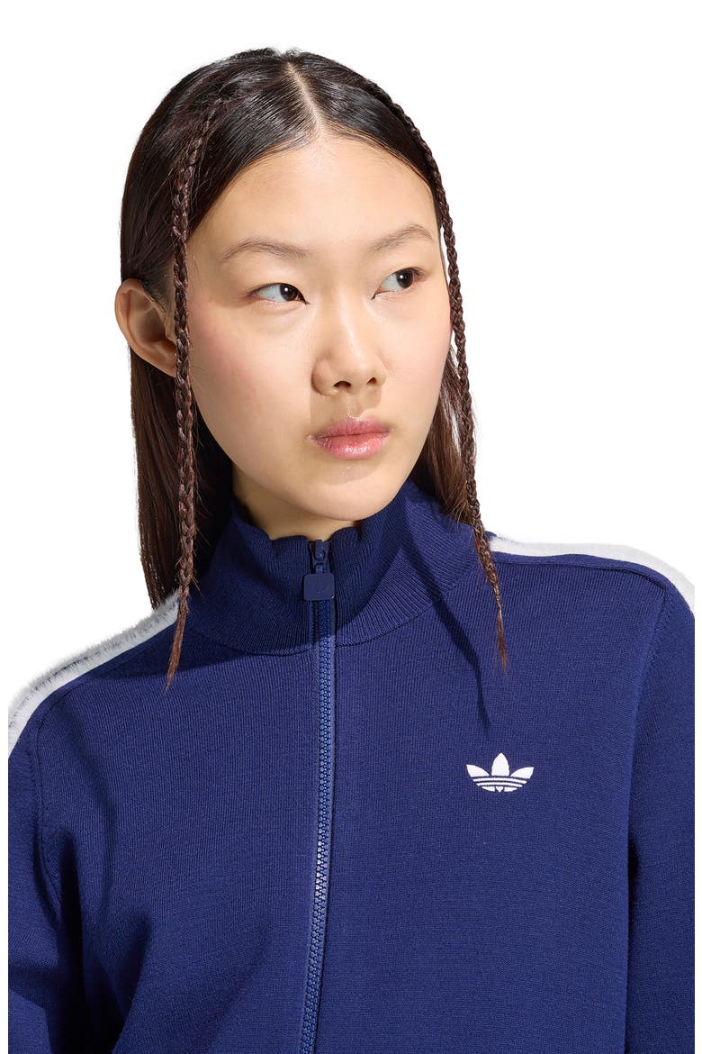 Striped Knit Track Jacket, Alternate, color, DARK BLUE/ WHITE