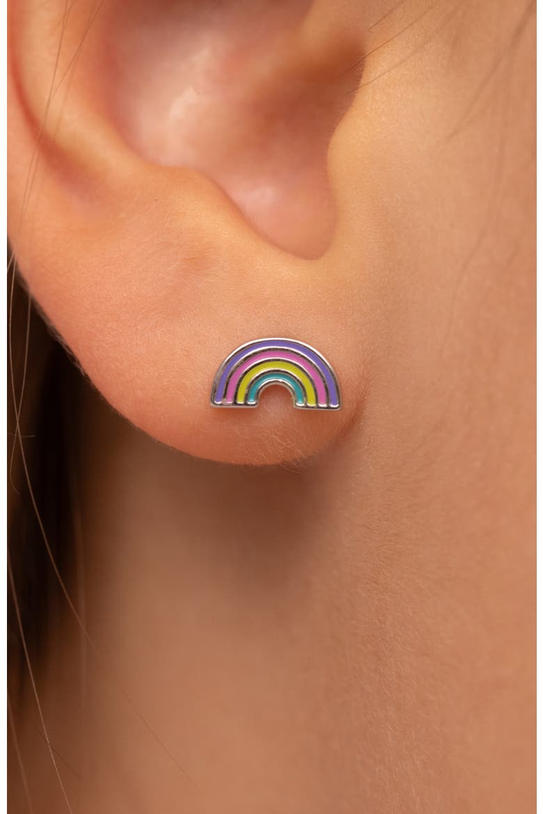 Vibrant Rainbow Girl Earrings, Alternate, color, Light Blue