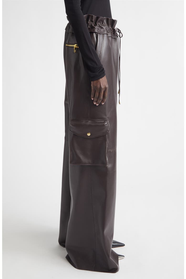 Utility Wide Leg Leather Pants, Alternate, color, CHOCOLATE