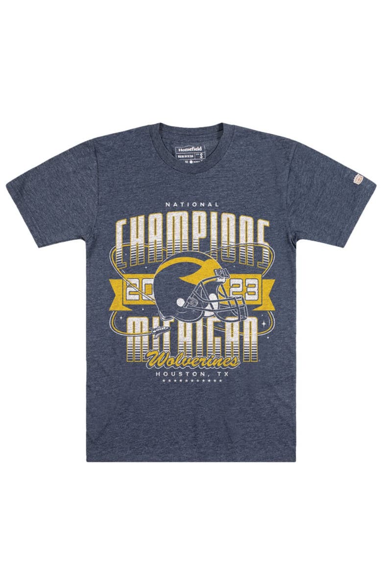 HOMEFIELD Men's Homefield Navy Michigan Wolverines College Football Playoff 2023 National Champions Helmet T-Shirt, Main, color, 