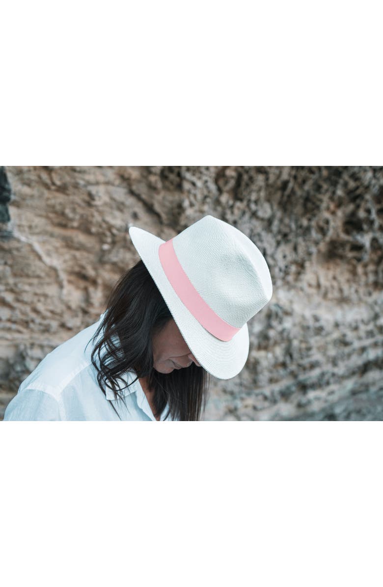Lastelier Panama pink straw hat, Alternate, color,