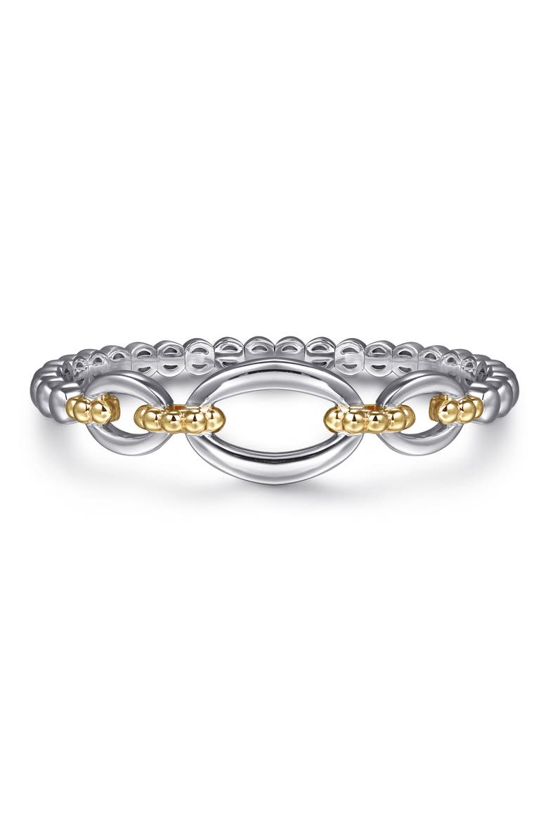 Bujukan Sterling Silver & 14K Gold Open Bangle Bracelet, Main, color, SILVER/ 14K YELLOW GOLD