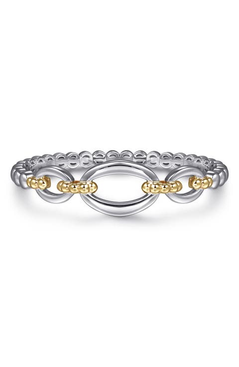 Bujukan Sterling Silver & 14K Gold Open Bangle Bracelet
