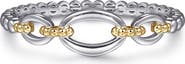 Gabriel & Co. Bujukan Sterling Silver & 14K Gold Open Bangle Bracelet