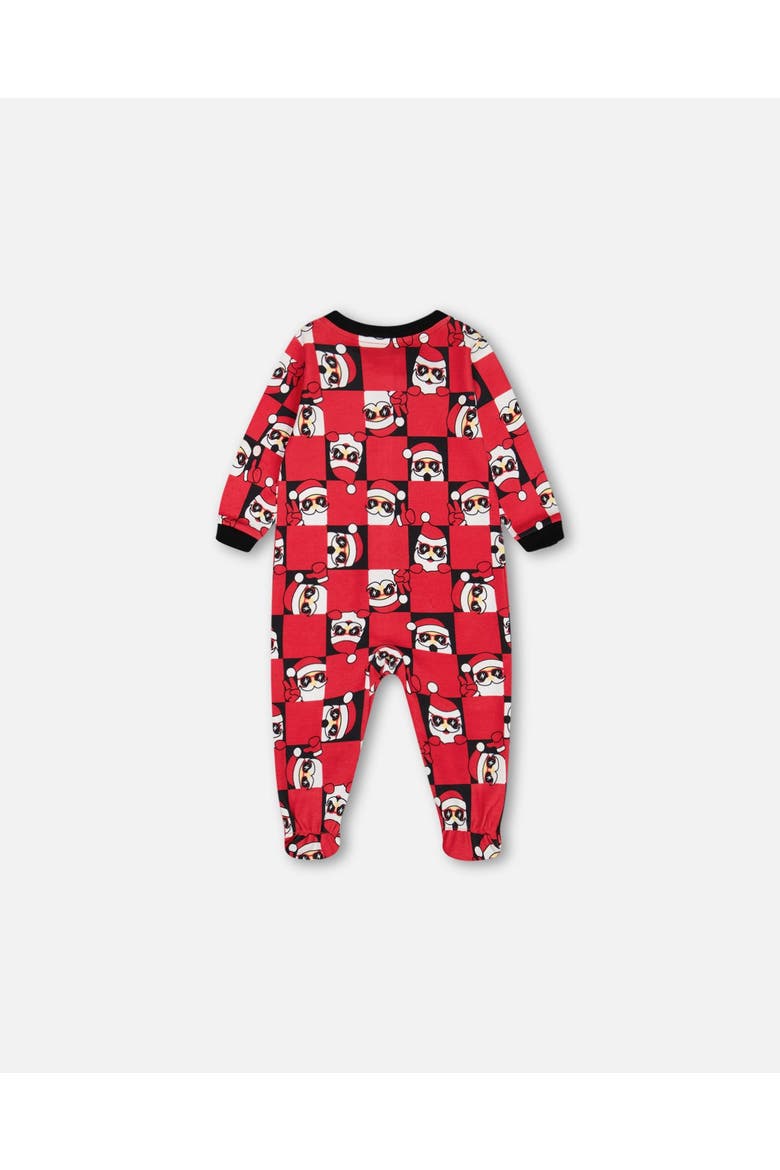 Baby Boy's Organic Cotton One Piece Pajama Red Printed Santa, Alternate, color, Printed Santa Claus
