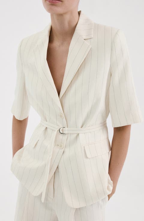 Argelia Belted Short Sleeve Blazer