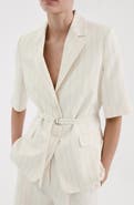 MANGO Argelia Belted Short Sleeve Blazer