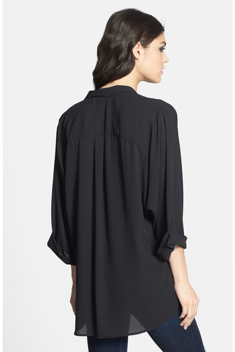 Surplice Woven High/Low Top, Alternate, color, BLACK