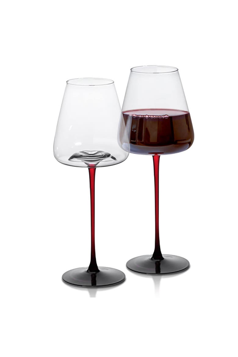 Large Concave Wine Glasses - Set of 2, Alternate, color, Clear
