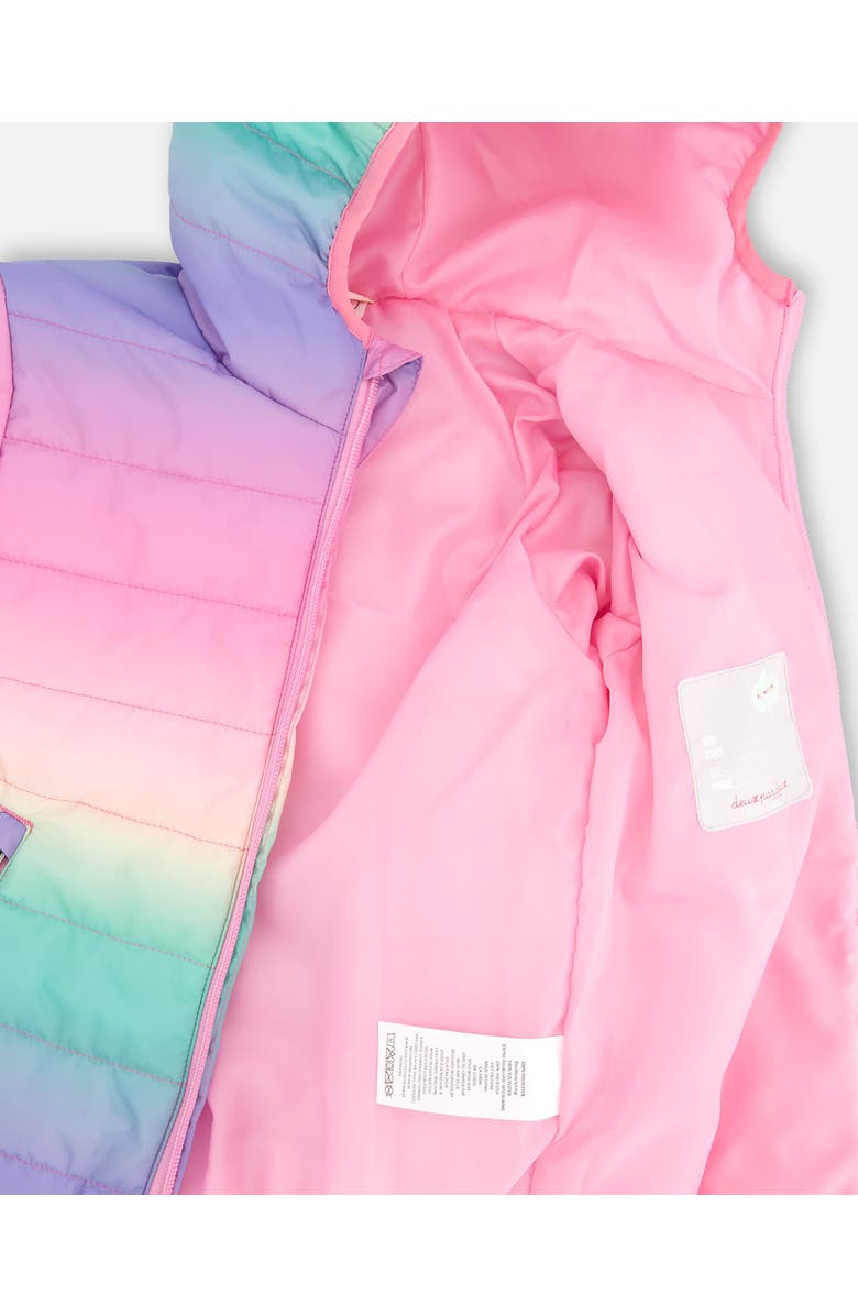 Deux par Deux Girl Quilted Mid-Season Gradient Jacket, Alternate, color, Multicolor Gradient