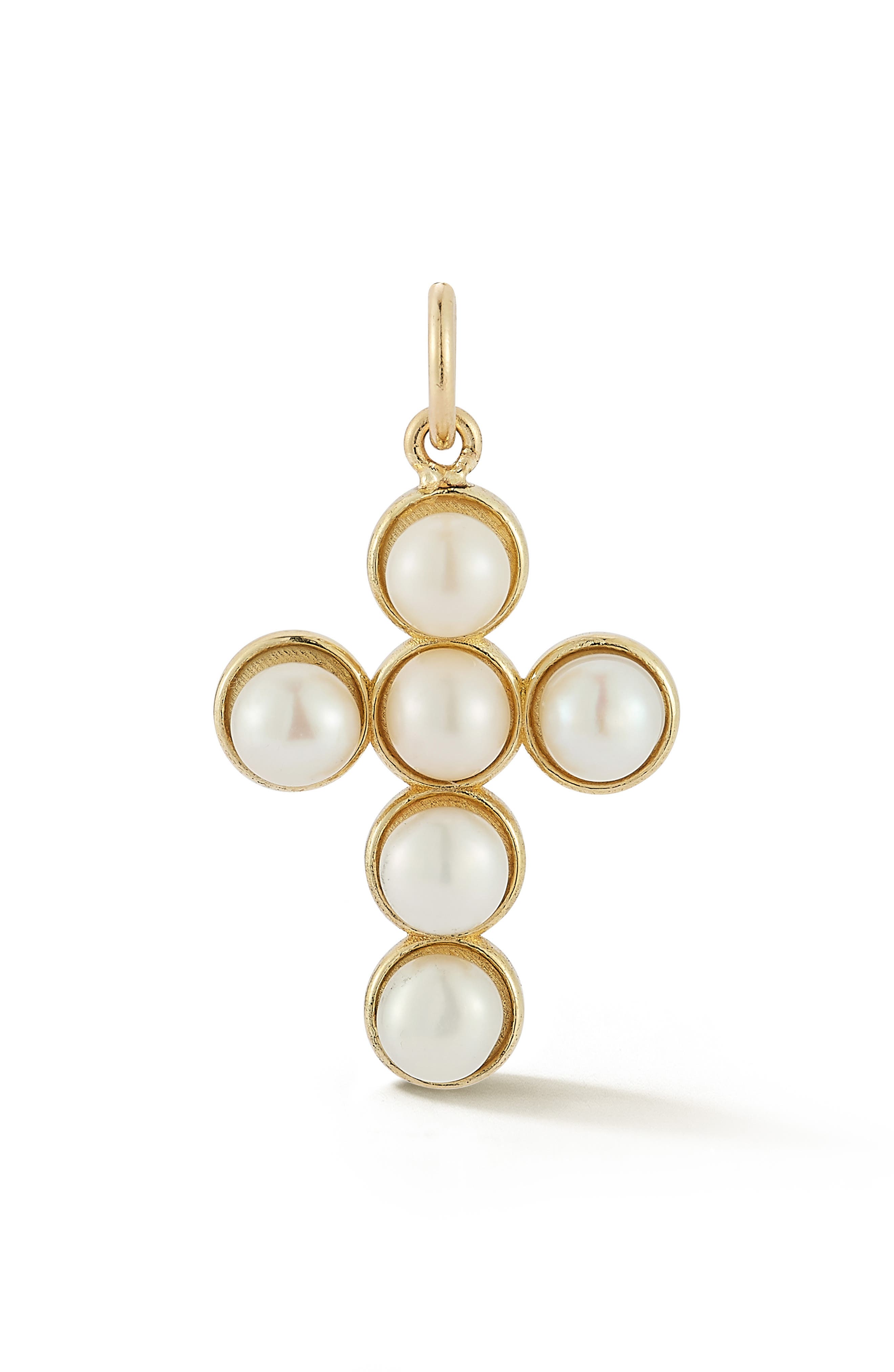 Ember Fine Jewelry 14K Gold Cultured Pearl Cross Charm