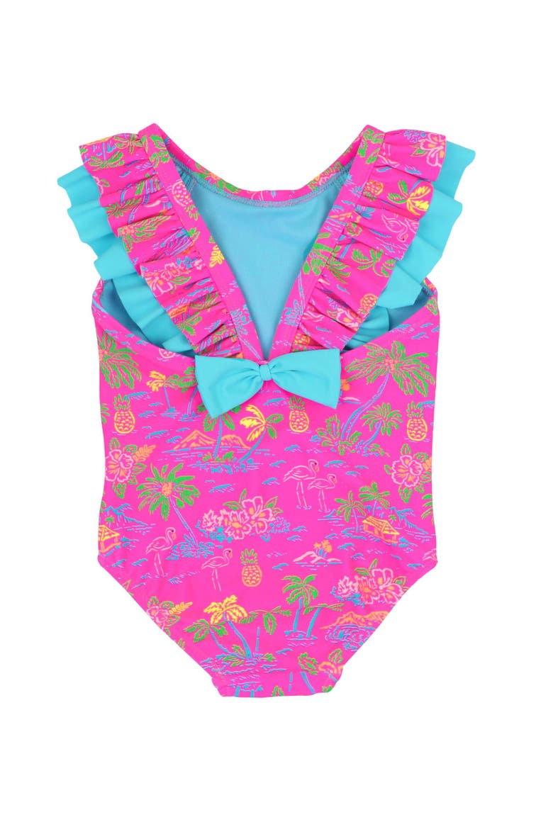 Baby Girls V-Back One Piece, Alternate, color, Neon Island Time