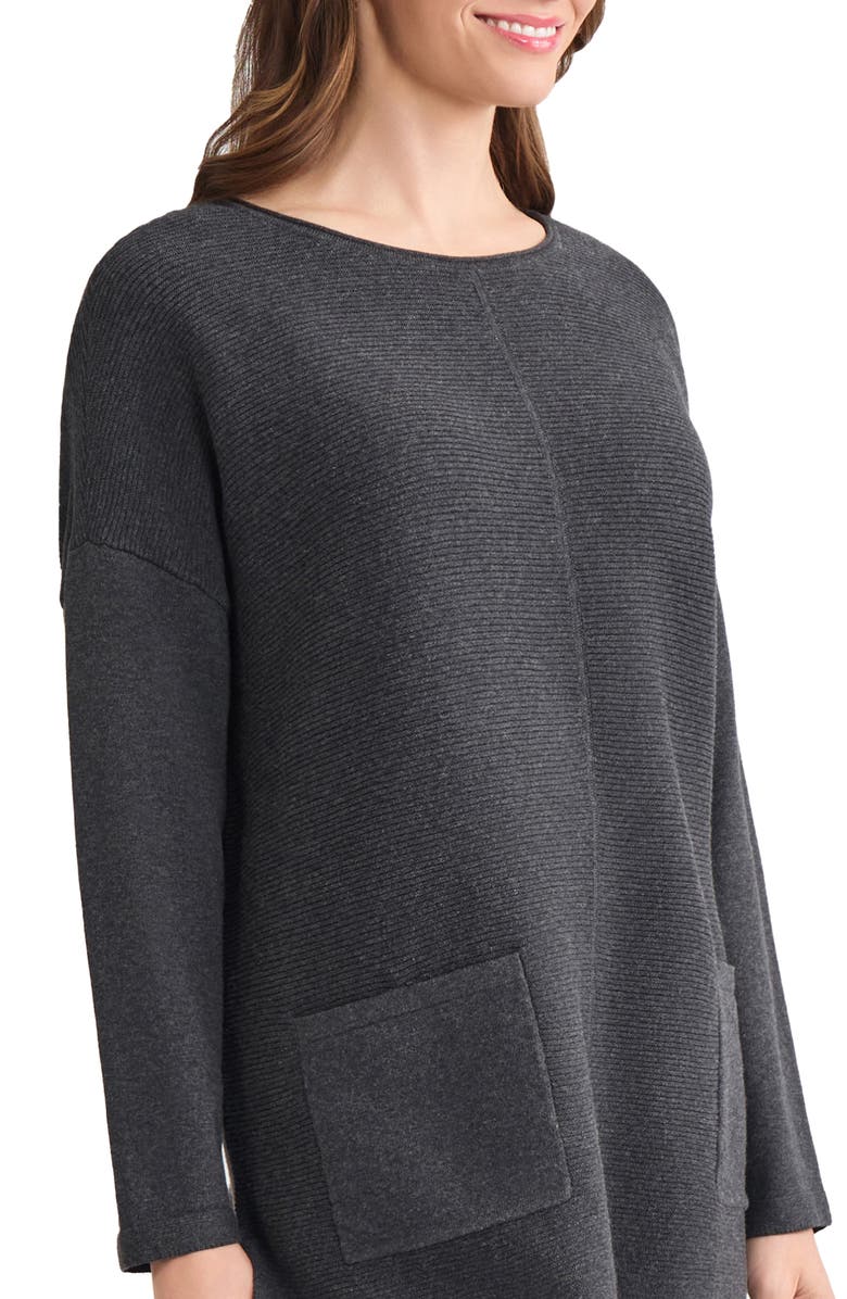 Jones New York Oversize Cotton Boatneck Tunic Sweater, Alternate, color, 