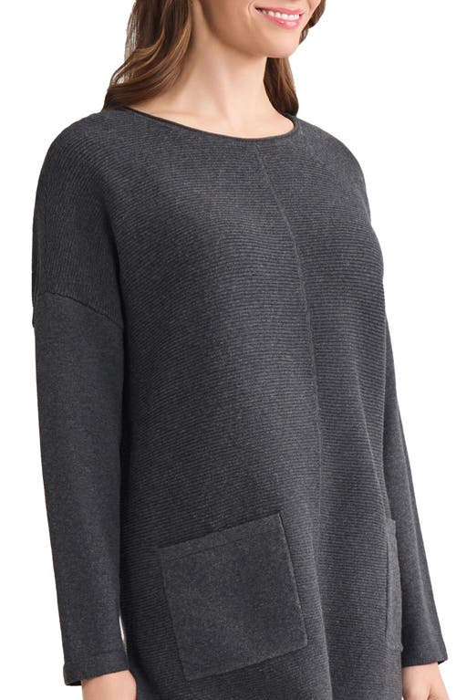 Jones New York Oversize Cotton Boatneck Tunic Sweater In Black