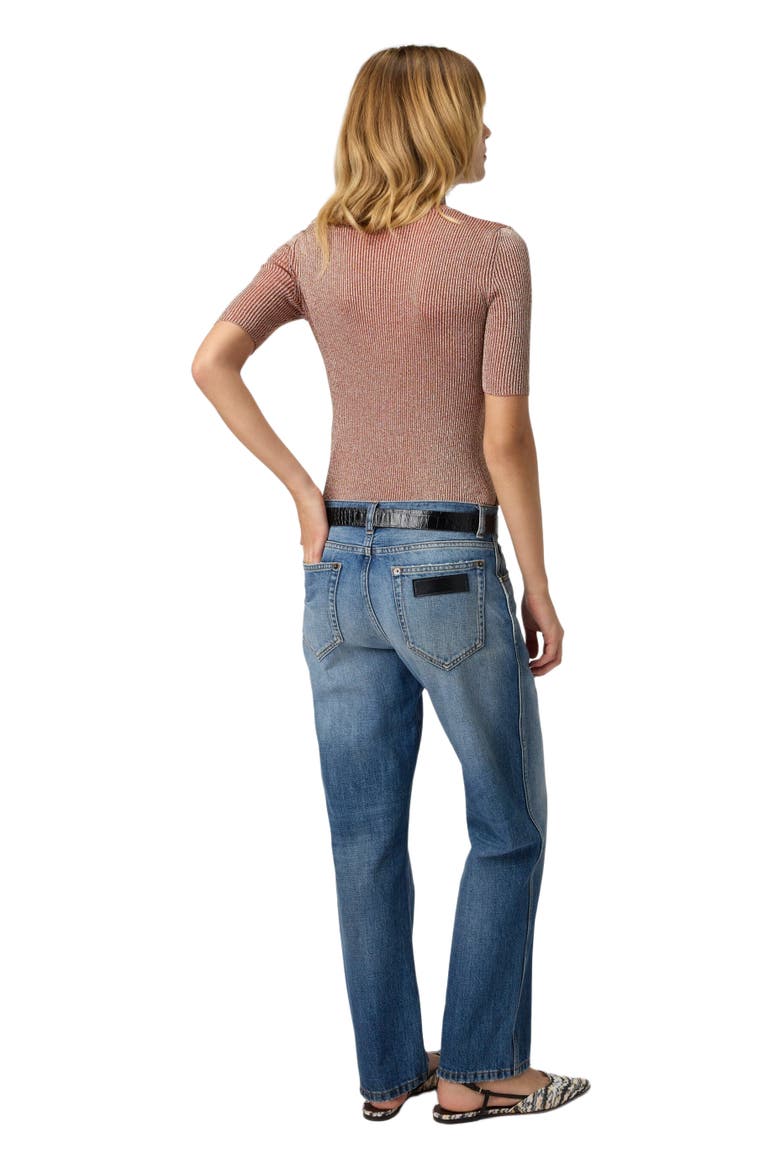 Mock Neck Sweater With Lamé Threads, Alternate, color, Pink Lamé