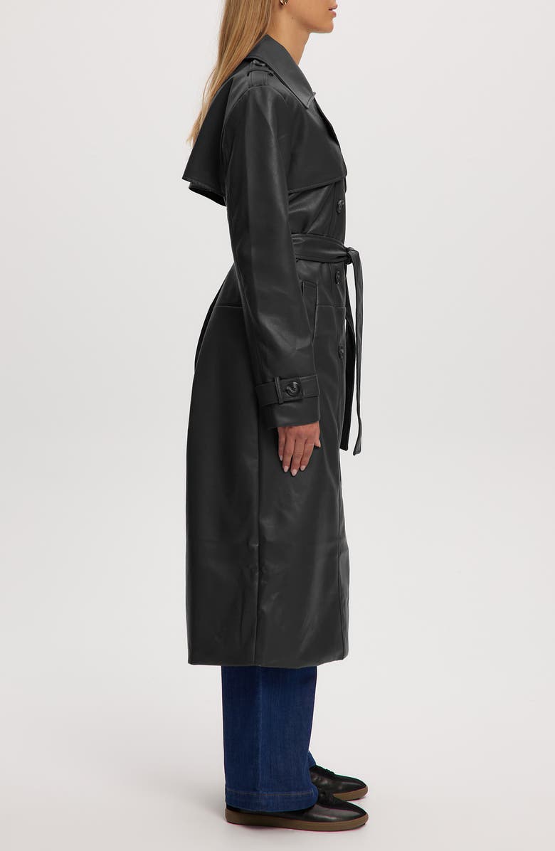 Noize Leather Trench Coat, Alternate, color, Black