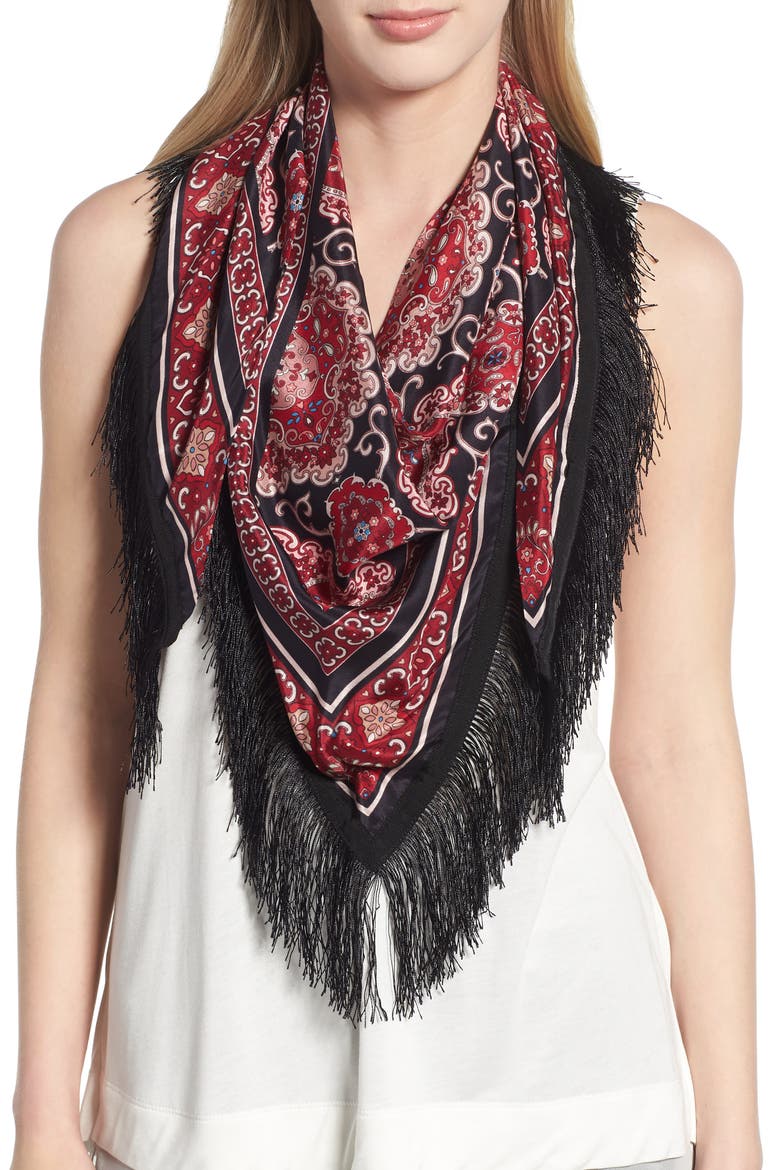 medallion piano shawl, Main, color, BLACK