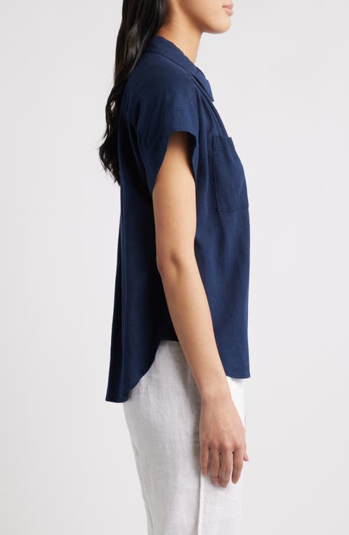 CASLONR CASLON(R) LINEN BLEND SHORT SLEEVE BUTTON-UP SHIRT