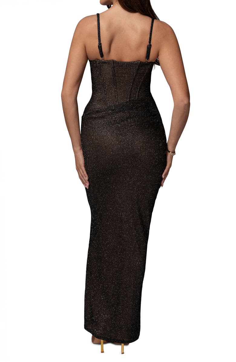 JLUXLABEL Convertible Bustier Bodice Metallic Knit Gown, Alternate, color,