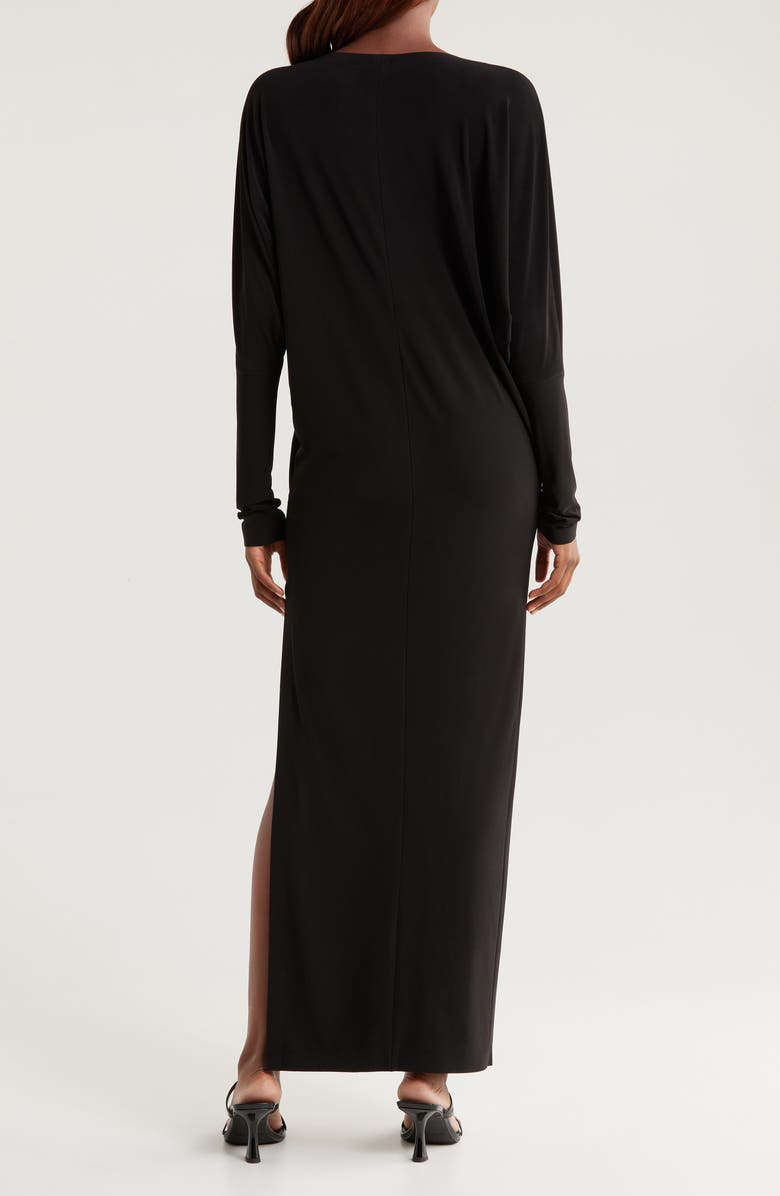 Norma Kamali Dolman Long Sleeve Side Slit Maxi Dress, Alternate, color, 