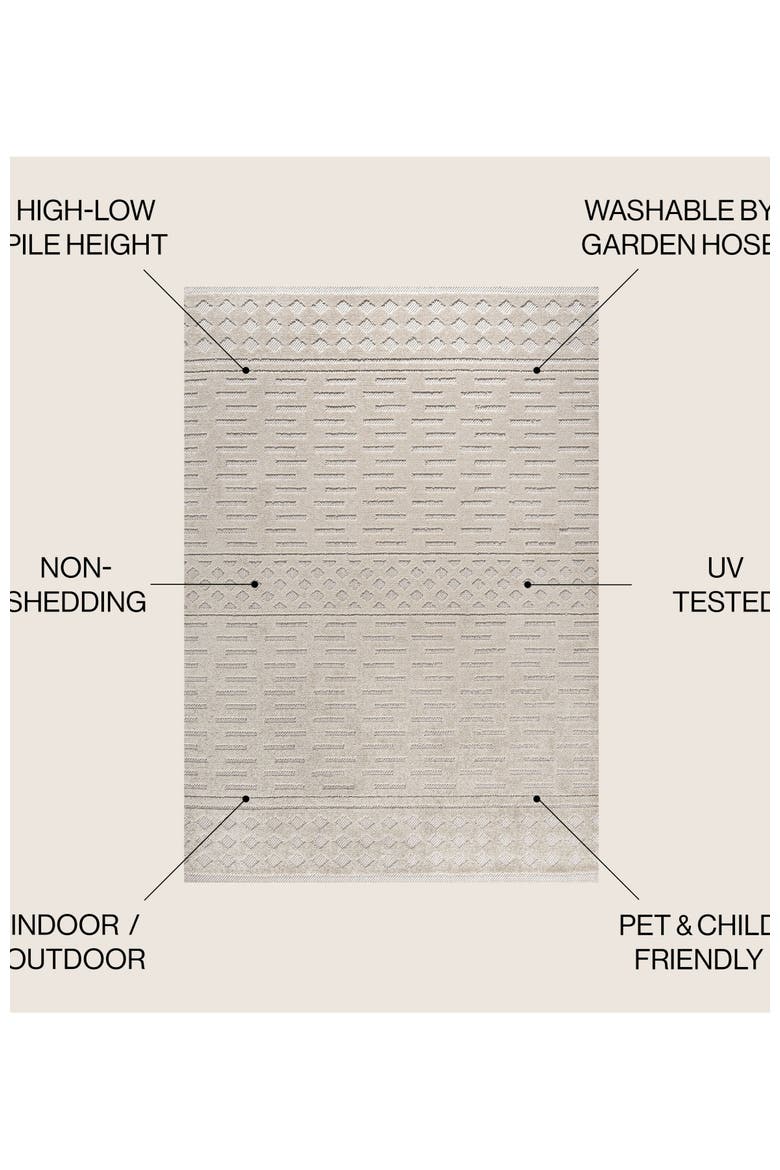 Xlendi High-Low Pile Moroccan Geometric Indoor/Outdoor Area Rug, Alternate, color, Beige