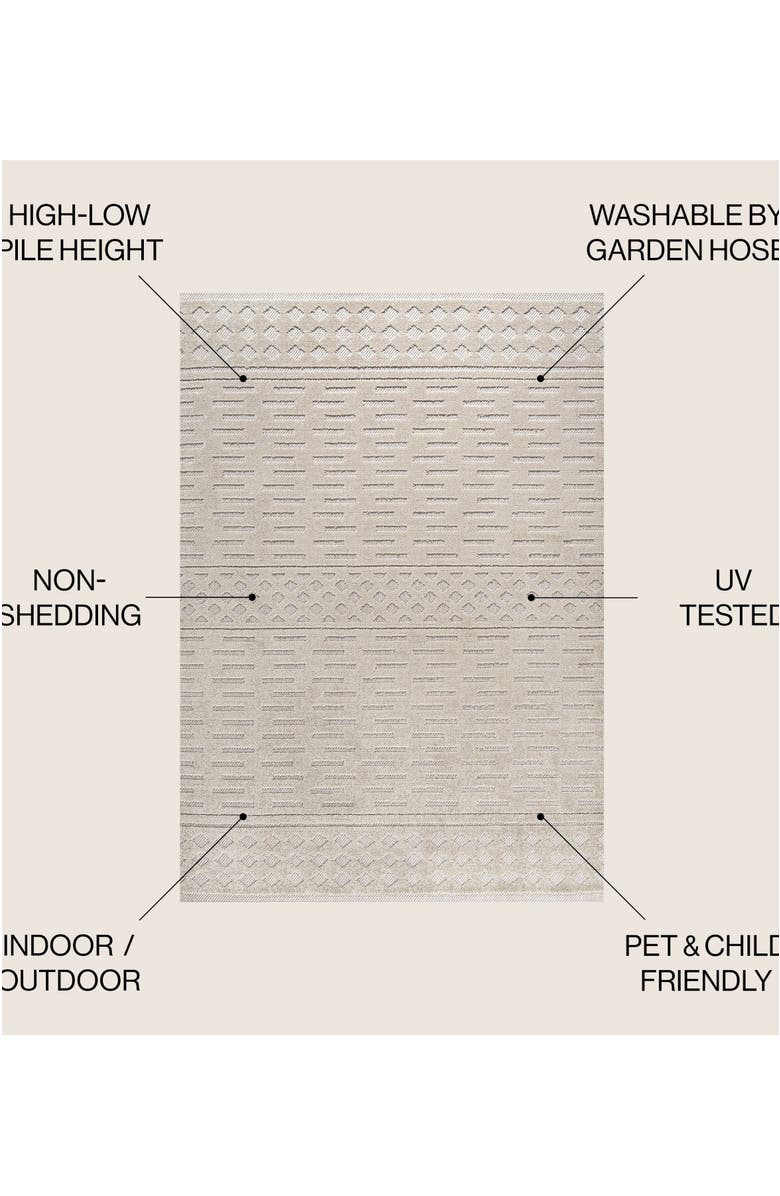 JONATHAN Y Xlendi High-Low Pile Moroccan Geometric Indoor/Outdoor Area Rug, Alternate, color, Beige