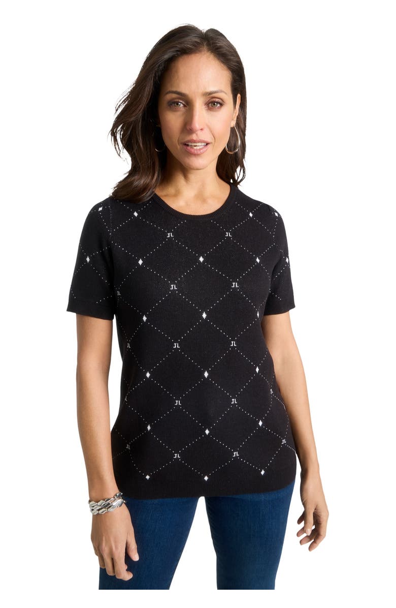 Jessica London Fine Gauge Crewneck Shell, Main, color, Black Diamond