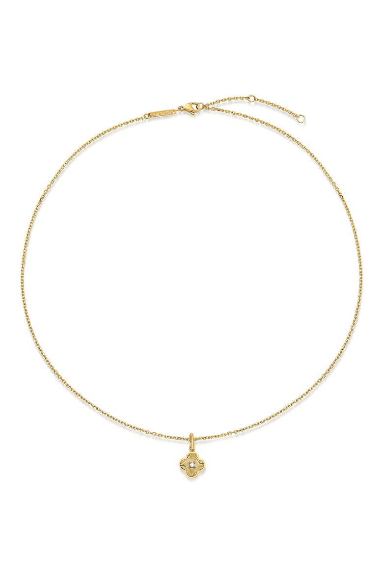 Pleated Clover Pendant Necklace, Main, color, GOLD