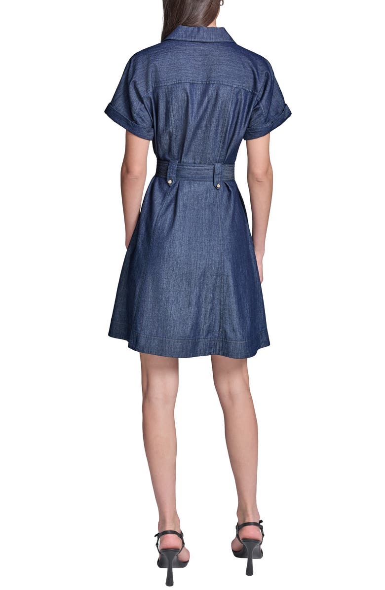KARL LAGERFELD PARIS Denim Shirtdress, Alternate, color, Indigo