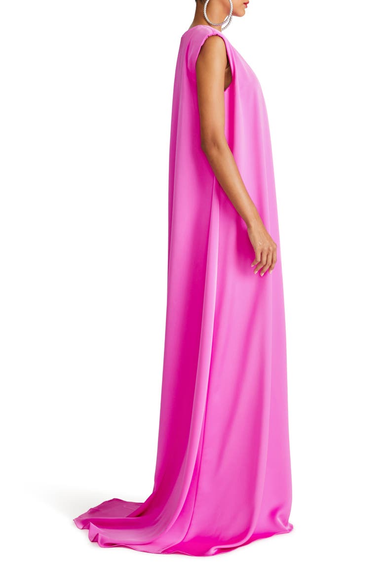Tara Pleat Drape Satin Gown, Alternate, color, TAFFY