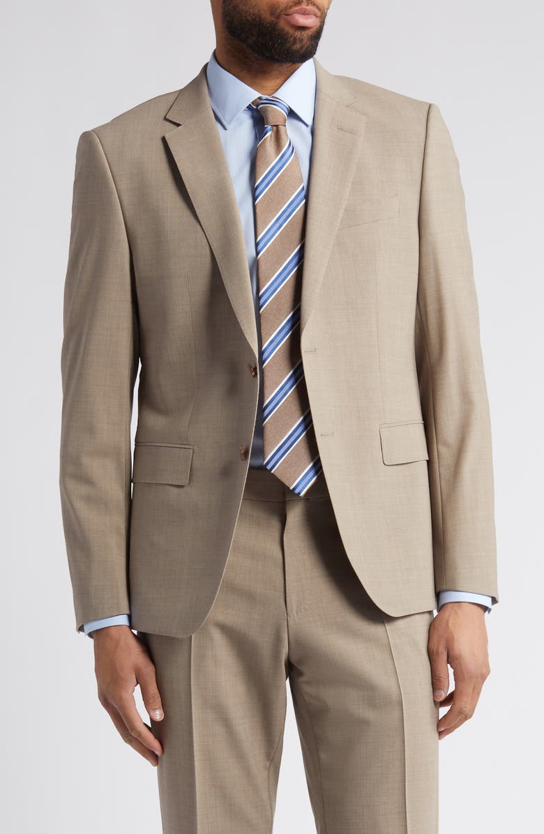 BOSS Huge Stretch Wool Suit, Alternate, color, Medium Beige