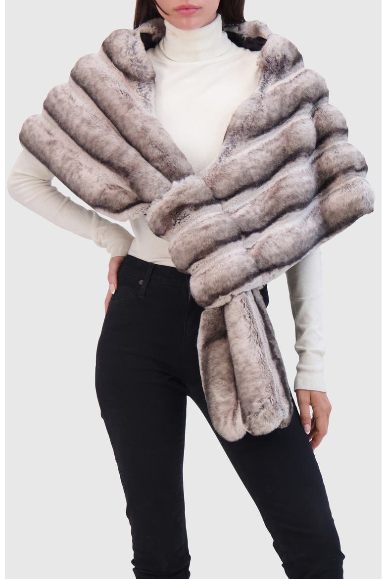 Fur-Free Chinchilla (Faux Fur) Stole, Main, color, GRAY CHINCH