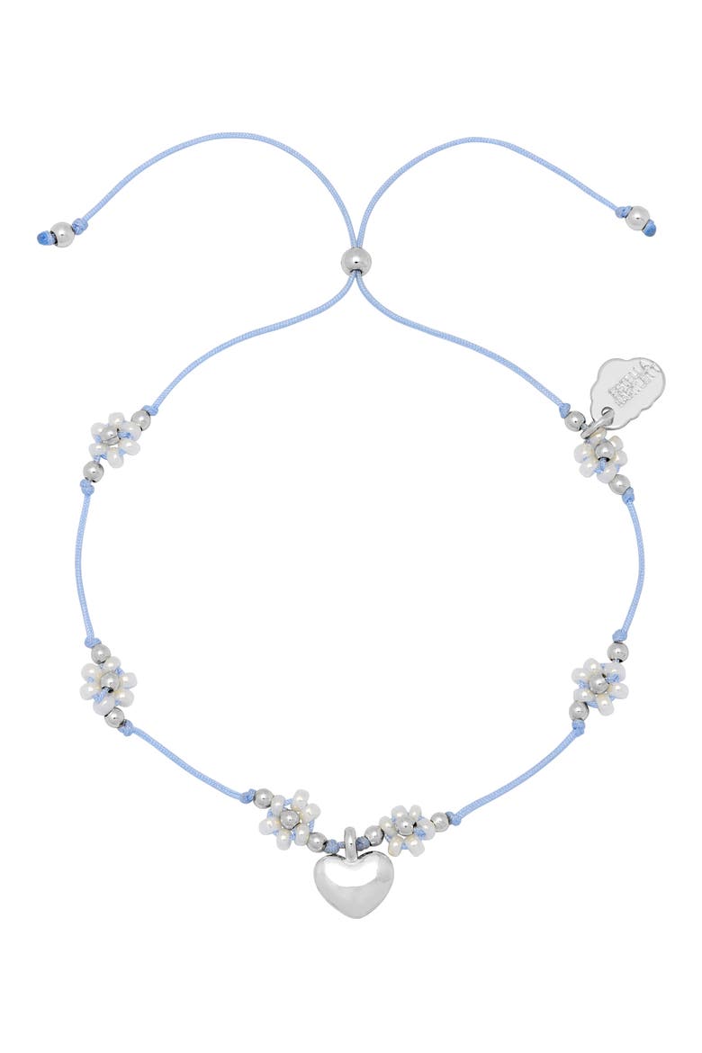Louise Heart & Flower Beaded Slide Bracelet, Alternate, color, SILVER