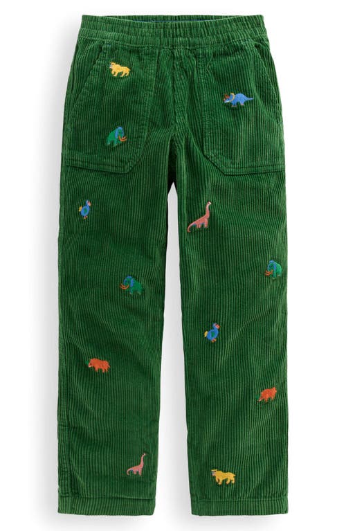 Mini Boden Kids' Dino Embroidered Corduroy Pull-on Pants In Multi