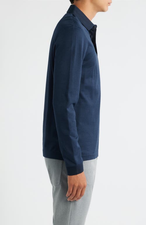Hugo Boss Boss Pado Long Sleeve Cotton Polo In Blue