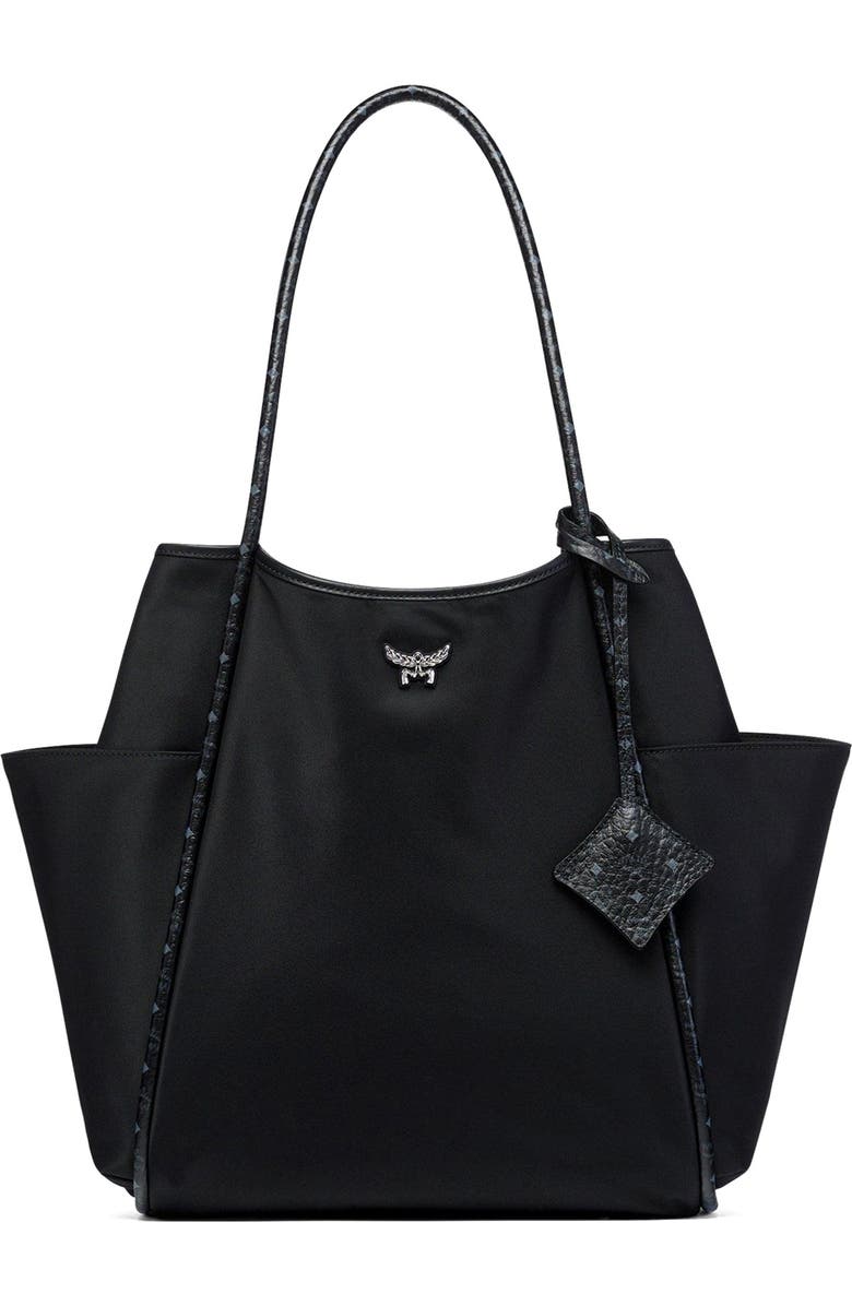 MCM Aren Shopper in ECONYLÂ<sup>®</sup> and Leather, Alternate, color, Black