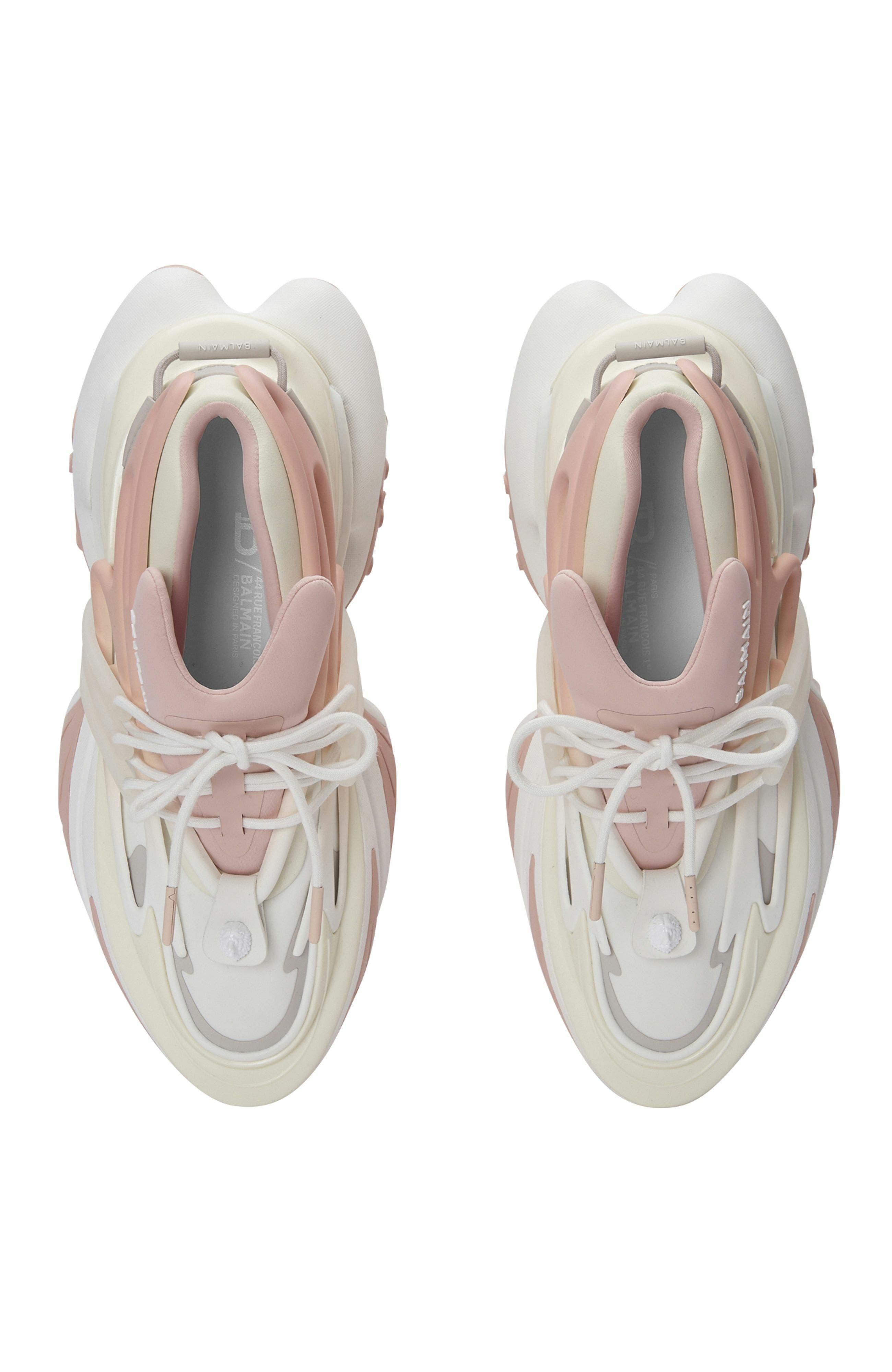 Balmain Unicorn Low Trainers In Neoprene And Calfskin, Alternate, color, 