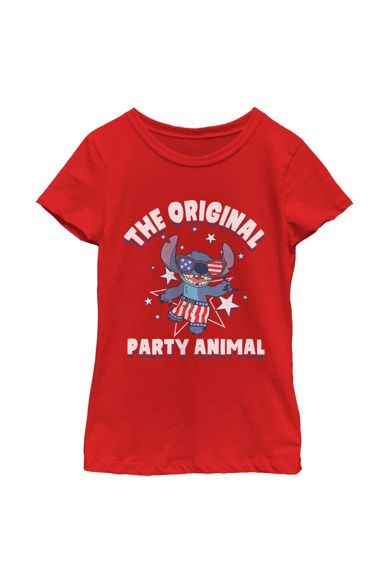 Girl's Lilo & Stitch The Original Party Animal  Graphic T-Shirt, Main, color, Red