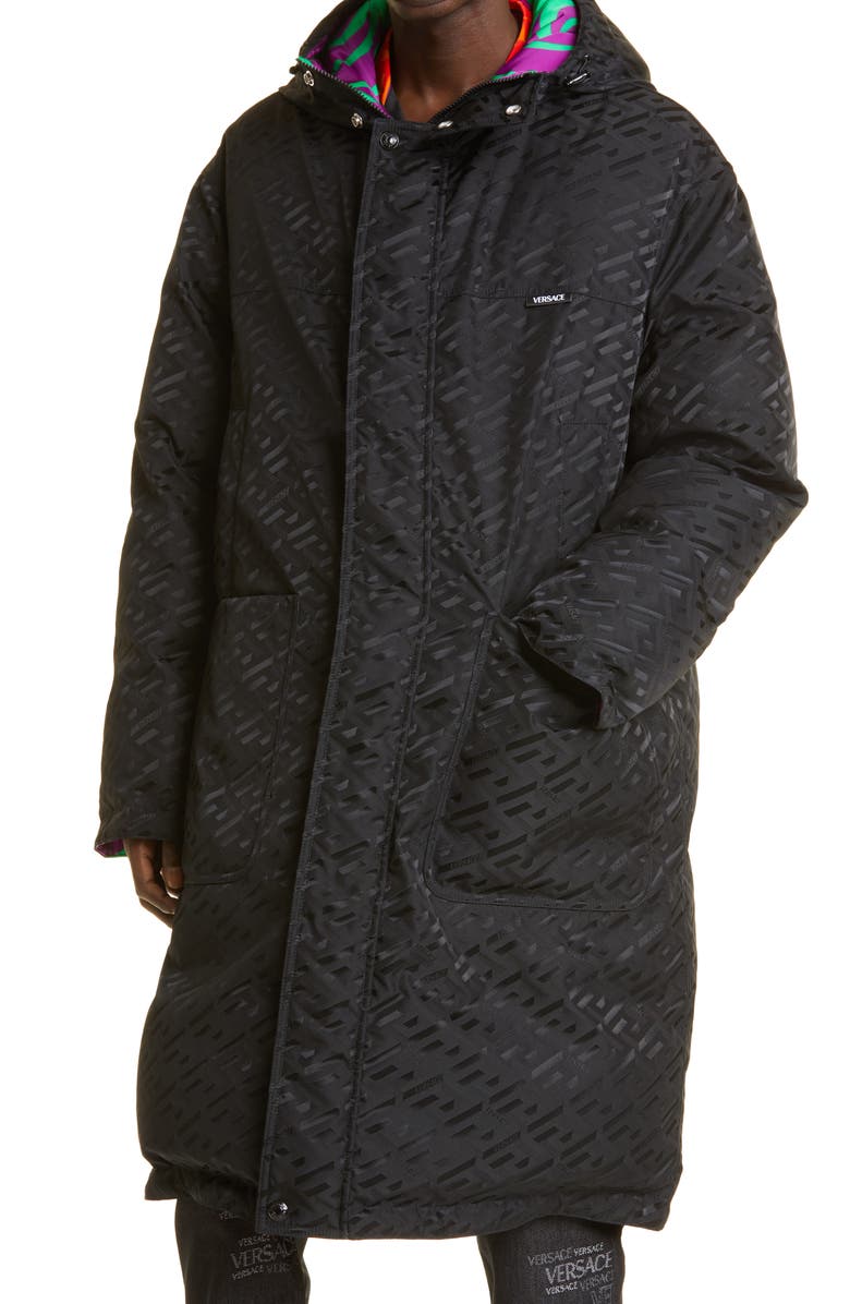 Versace Quilted Down Reversible Puffer Jacket, Alternate, color, 