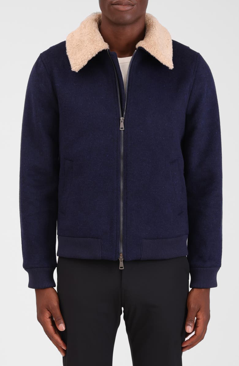 Bagatelle Felted Wool Blend Aviator Jacket, Alternate, color, Navy