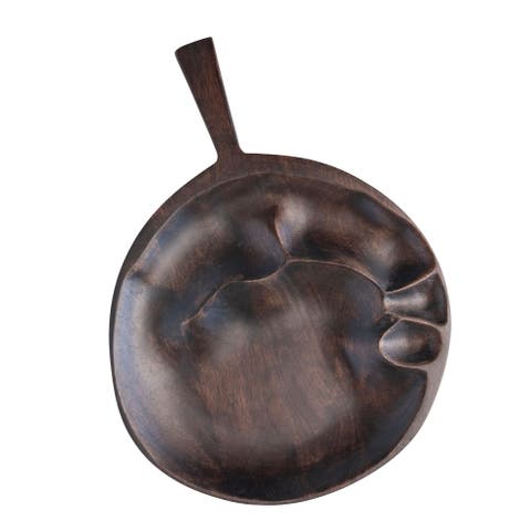 Organically Shaped Acacia Wood Serving Board with Handle, Black
